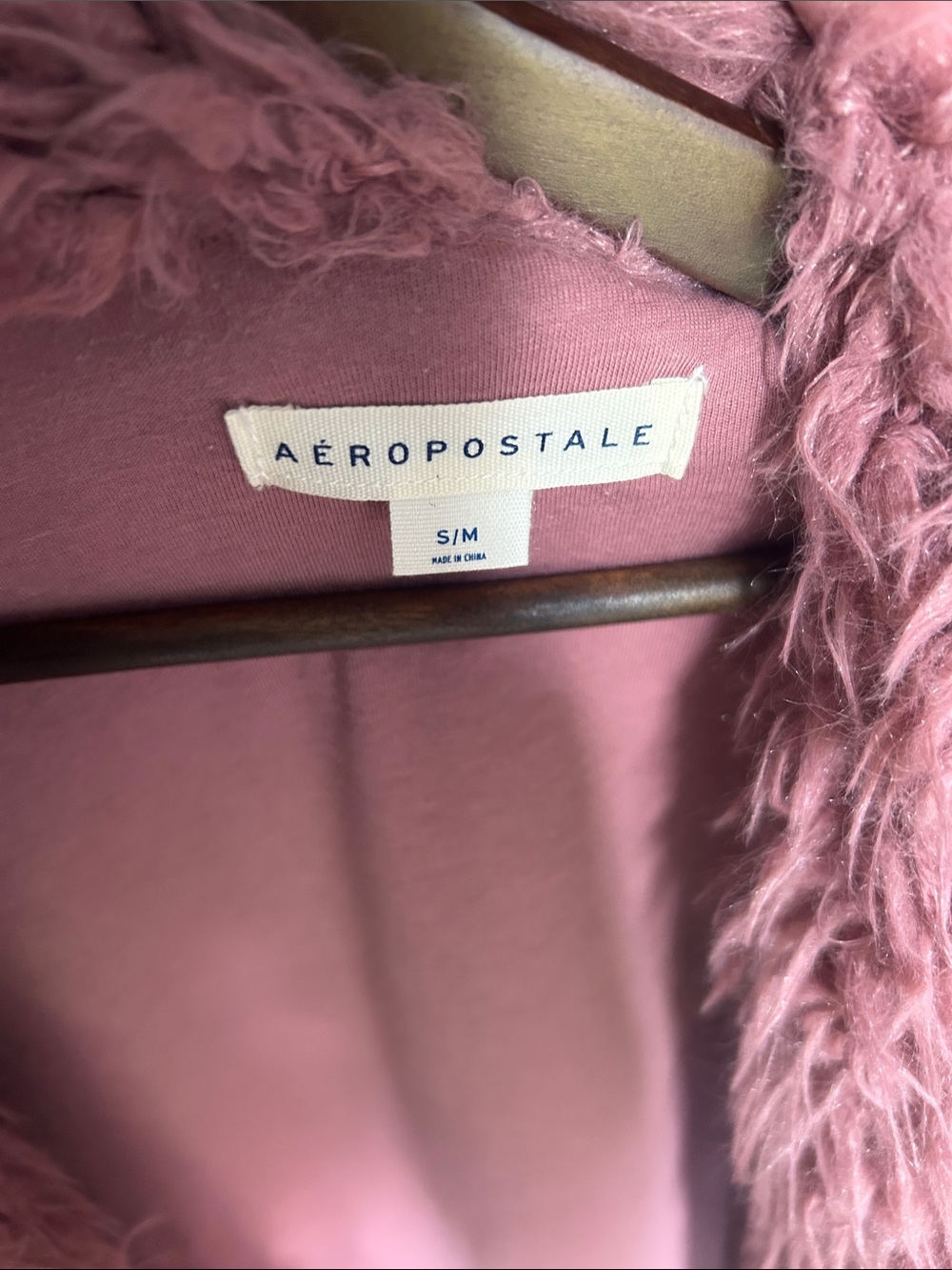 Aeropostale Plush Shaggy Open-Front Coat in Dusty Pink Size S/M - Picture 2 of 3